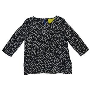 Maeve 100% Silk Heart Print Blouse Contrast Zip Back Anthropologie Top.